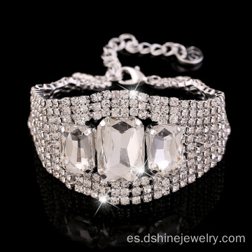 Brillante collar de cristal pulsera brazalete elástico de diamantes de imitación